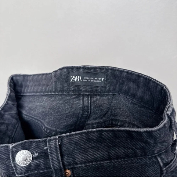 Zara Womens 2 Frayed  Hem High Waist Jeans - Picture 9 of 13